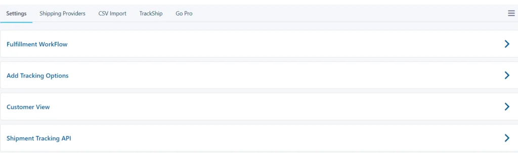 Tracking Settings Page