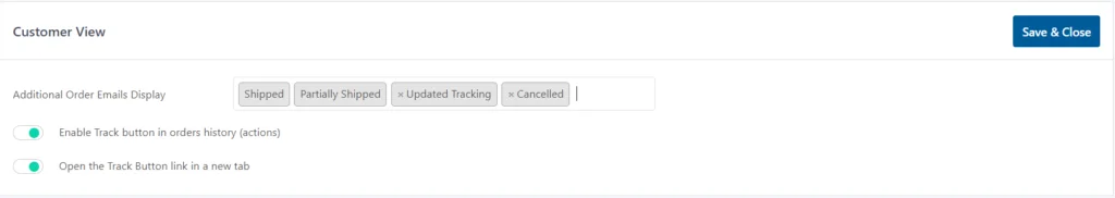 Customer View Settings