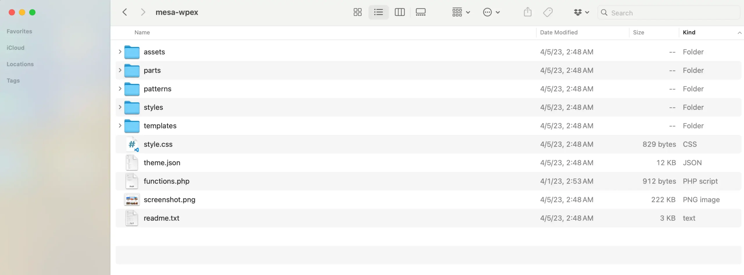 Typical WordPress Block Theme Directory Structure
