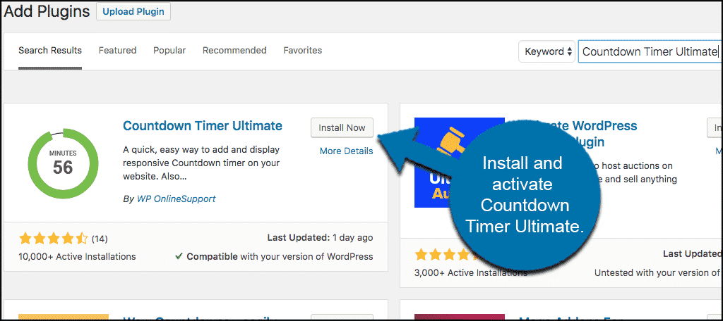 Installing Countdown Timer Ultimate plugin