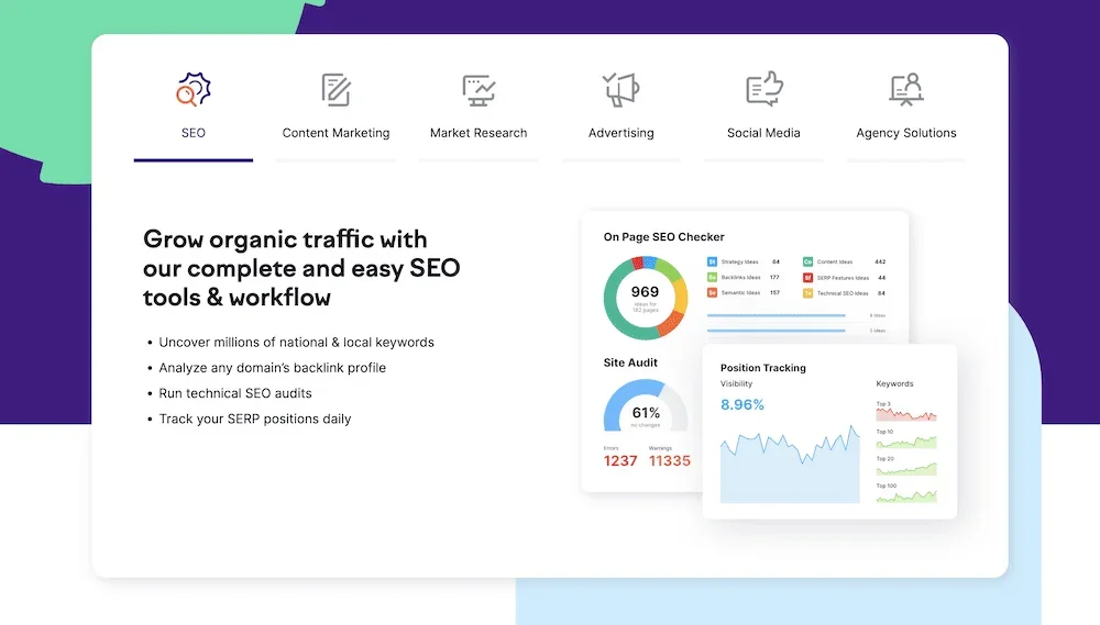 Semrush website interface