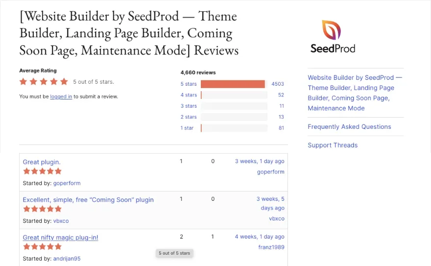 WordPress theme ratings and feedback