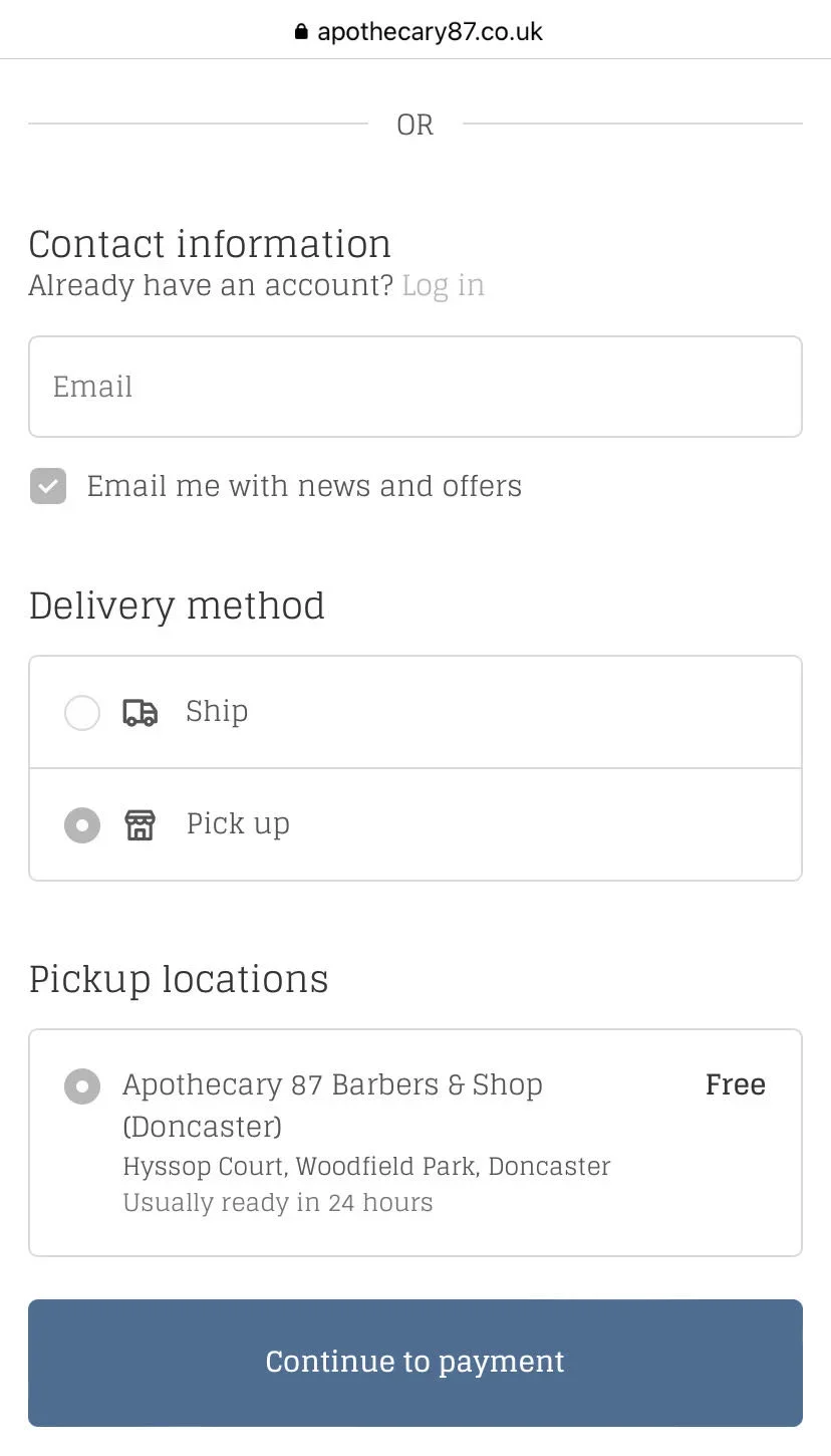 Apothecary 87 Mobile Checkout
