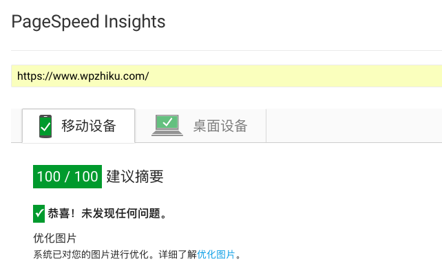 PageSpeed Insights result after using ngx_pagespeed