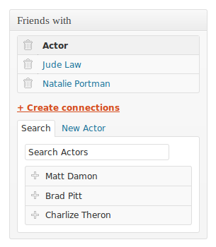 Posts 2 Posts connection box in the WordPress editor